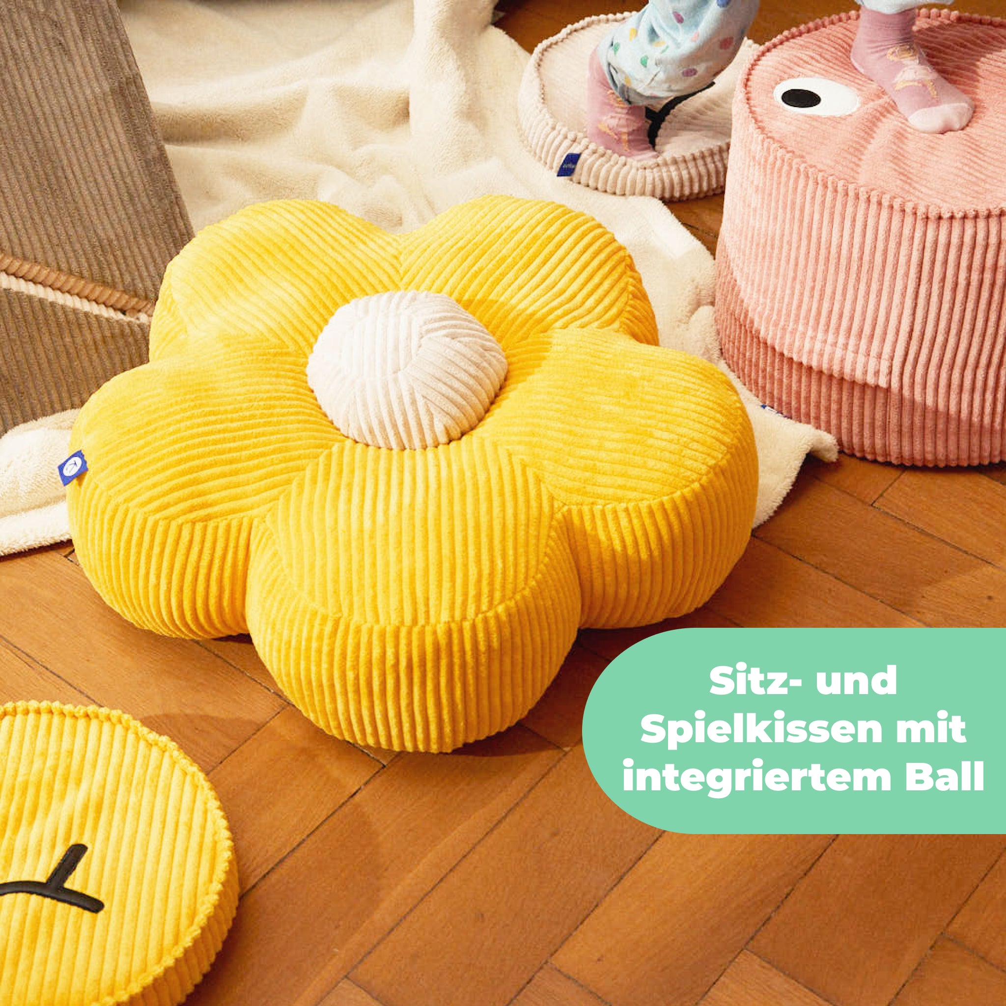 KOOJA Kissen Flower – Bumblebee Yellow